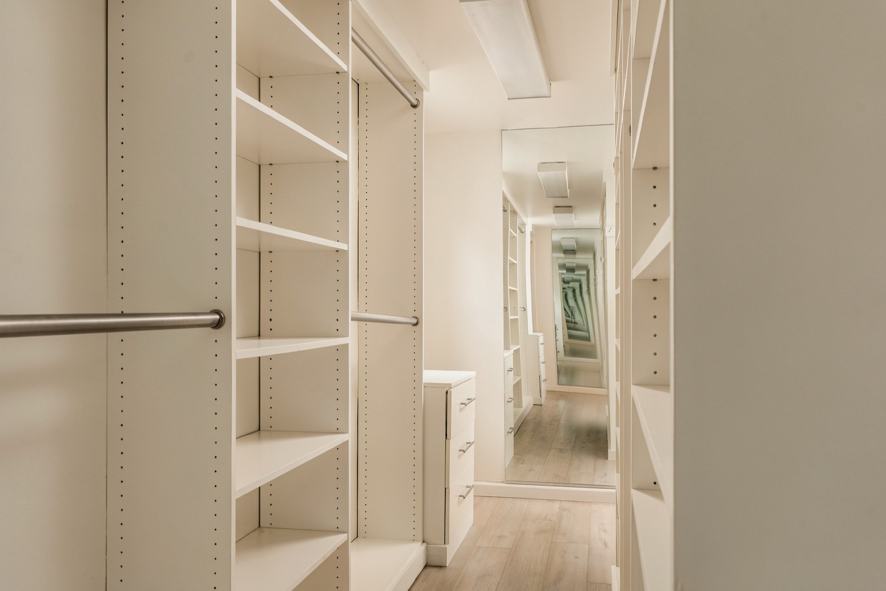 Dedicated closet room with built-in shelving